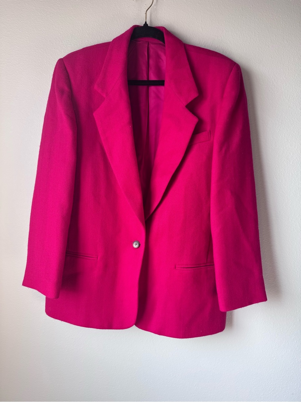 Vintage Wool and Mohair Fuchsia Single Botton Blazer